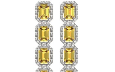 11.18 ctw Fancy Citrine & Diamond Micro Pave Halo Earrings 10k White Gold