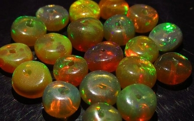 9.11 Ct Genuine 20 Drilled Round Honey Fire Opal Beads