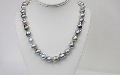 12-14mm Tahitian Silver Unique Baroque Necklace with