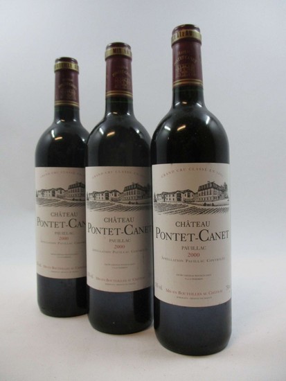 12 bouteilles CHÂTEAU PONTET CANET 2000 5è GC Pauillac (étiquettes fanées)