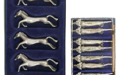 (13) FRENCH SILVERPLATE DOG & HORSE KNIFE RESTS