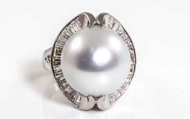 14.4mm South Sea Pearl and Diamond Ring