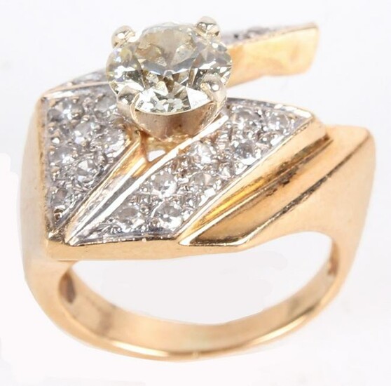 14K YELLOW GOLD 1CT CANARY DIAMOND COCKTAIL RING