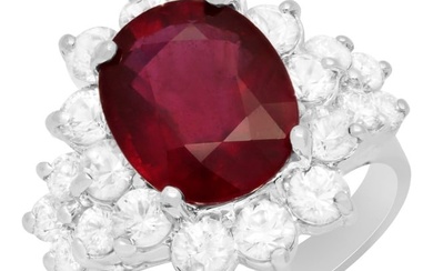 14k White Gold 4.71ct Ruby 1.58ct White Sapphire 0.44ct Diamond Ring