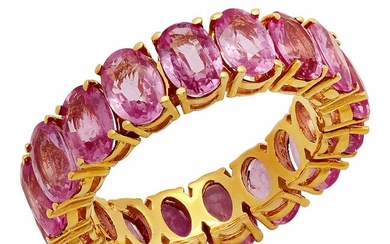 14k Yellow Gold 10.18ct Pink Sapphire Eternity Band Ring