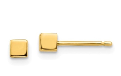 14k Yellow Gold Square Stud Earrings