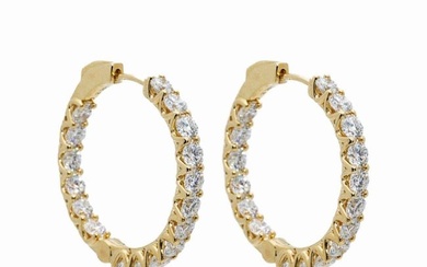 14kt Gold 6 ctw Diamond Inside Out Hoop Earrings