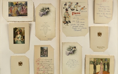 18 Lot de 10 cartes de menus gastronomiques. Datant de 1908 à 1911. Avec annotations...