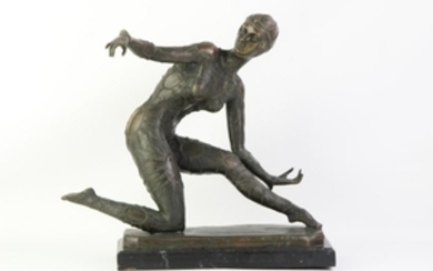 After Chiparus Bronze Of An Art Deco Dancer H: 40cm