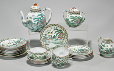 Antique Chinese Famille Verte Enameled Porcelain Tea Set