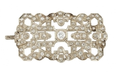 An Art Deco style diamond plaque brooch,...