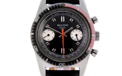 BULOVA - a gentleman's stainless steel 666 Ft chronograph wrist watch.