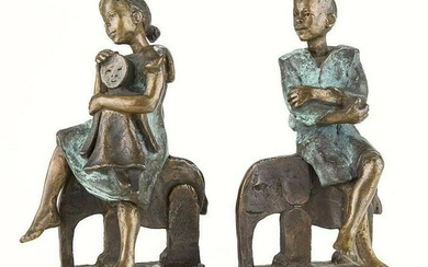 c1980 Loni Kreuder German Bronze Sculptures of Children