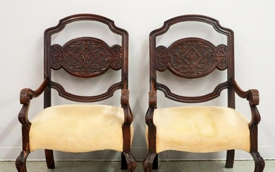 Carved Oak Library Chairs