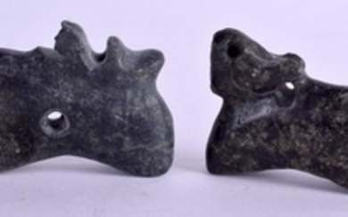 A PAIR OF CENTRAL ASIAN STONE IDOLS. 5.75 cm wide. (2)