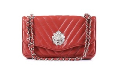 Chanel Red Chevron Leo Lion Flap, c.2010-11, red...