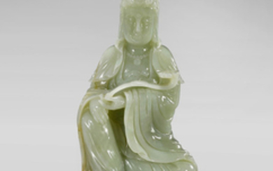 CHINESE CARVED JADE FIGURE OF GUANYIN