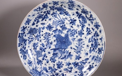 Chinese Kangxi Blue & White Porcelain Charger