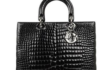 Christian Dior Bag Lady Dior Black Crocodile Large