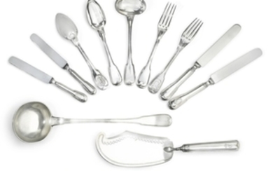 An extensive Italian and French silver flatware service, predominantly Martin-Guillaume Biennais and Luigi Vernazzi, Paris and Parma, early 19th-century