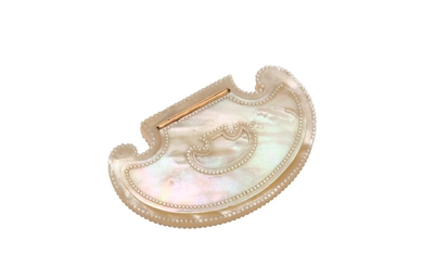 A French First Empire/Louis XVIII mother of pearl and gold snuff box, Paris 1809-19 by Claude-René D