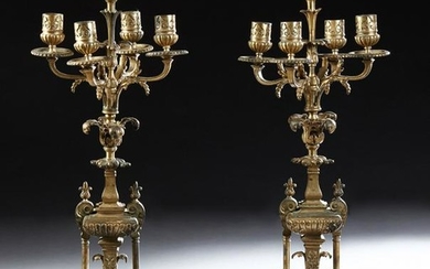 Pair of French Gilt Neoclassical Style Bronze Four