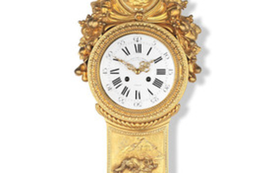 A French late 19th century gilt bronze cartel clock