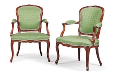 A PAIR OF GEORGE III SOLID MAHOGANY OPEN ARMCHAIRS, CIRCA 1775