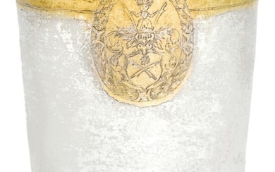 A GERMAN PARCEL-GILT SILVER BEAKER, UNMARKED, CIRCA 1629