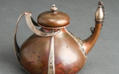 Gorham Silver & Copper Teapot-Form Oil Lamp