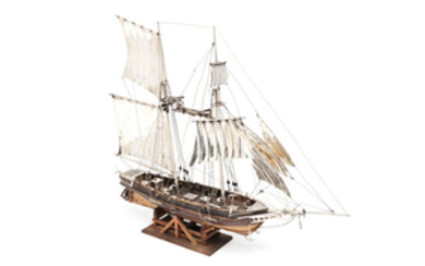 An Italian silver and wood model of a ship