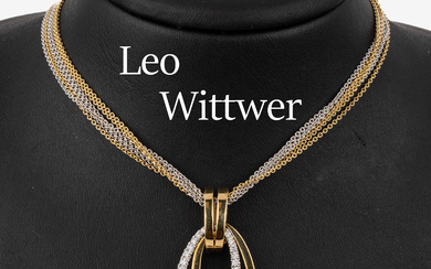 18 kt gold LEO WITTWER brilliant-pendant , YG/WG 750/000, brilliants...