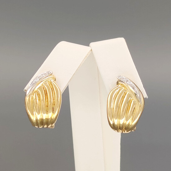 18 kt.White gold, Yellow gold - Earrings - 0.06 ct Diamonds