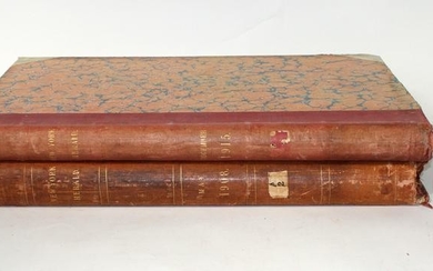 2 leather bound folio books of antique newspapers