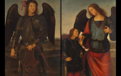 Lombard School, First Half of the 19th Century, after Perugino Archangel Michael and Archangel Raphael with Tobias Pair of paintings,...