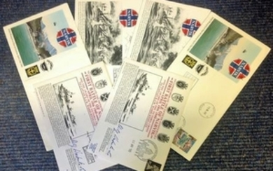 6 Official Navy Covers commemorating the First Battle of Narvik. 1) Signed by J N Bathurst OBE DSC Navigating Officer Aboard...