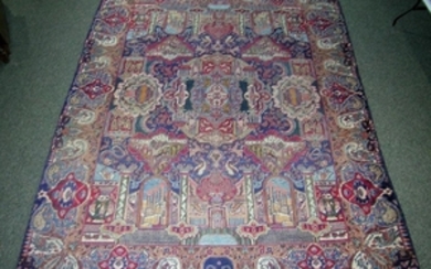 Persian Kashmar Pictorial Carpet, semi-antique