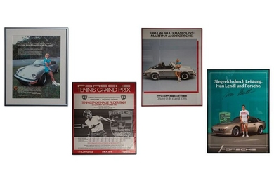 Porsche Tennis-Themed Framed Posters and Advertisement