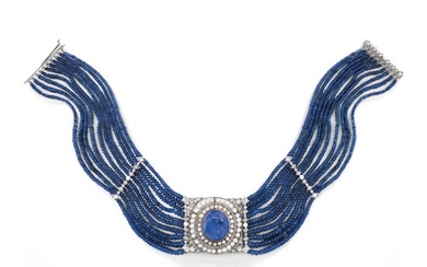 Sapphire, pearl and diamond necklace, 1920s