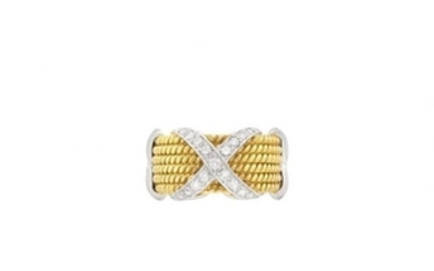 Six Row Gold, Platinum and Diamond Band Ring, Tiffany & Co., Schlumberger