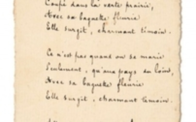 Stéphane MALLARMÉ 1842-1898 Poème autographe signé