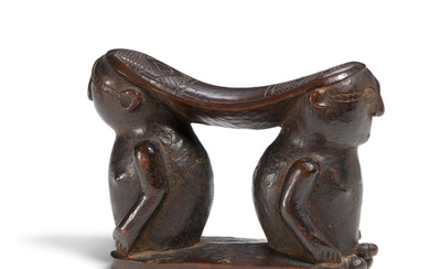 Twa Double-Figure Headrest, Democratic Republic of the Congo