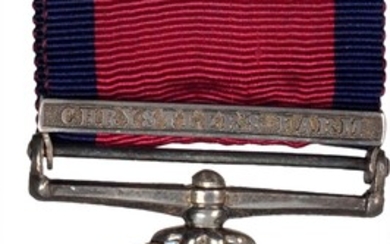 1848 British Military General Service medal with one clasp. CHRYSTLER’S FARM. Silver, 36 mm. MY-98 (clasp xxii), BBM-44. Choice About Un...