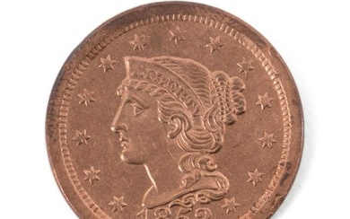 1852 US BRAIDED HAIR 1 CENT COIN UNC RD