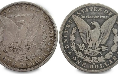 1880 & 1884 Morgan silver dollar coins