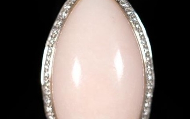 18K Rose Gold Pink Quartz & Diamond Ring