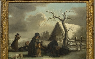 18TH C. ENGLISH OIL ON CANVAS H 28" W 36" THE SKATING PARTY