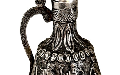 18th Century Silver Armenian Repousse Bottle with Ottoman Tughra