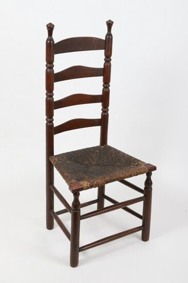 (18th c) Ladder Back Side Chair in Red Wash