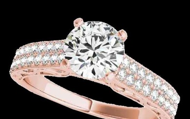 1.91 ctw Certified Diamond Solitaire Antique Ring 10k Rose Gold
